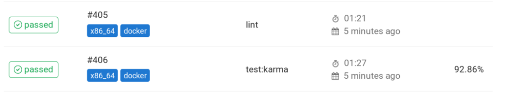Fig. 1: Code coverage evaluation of Karma tests in GitLab CI.